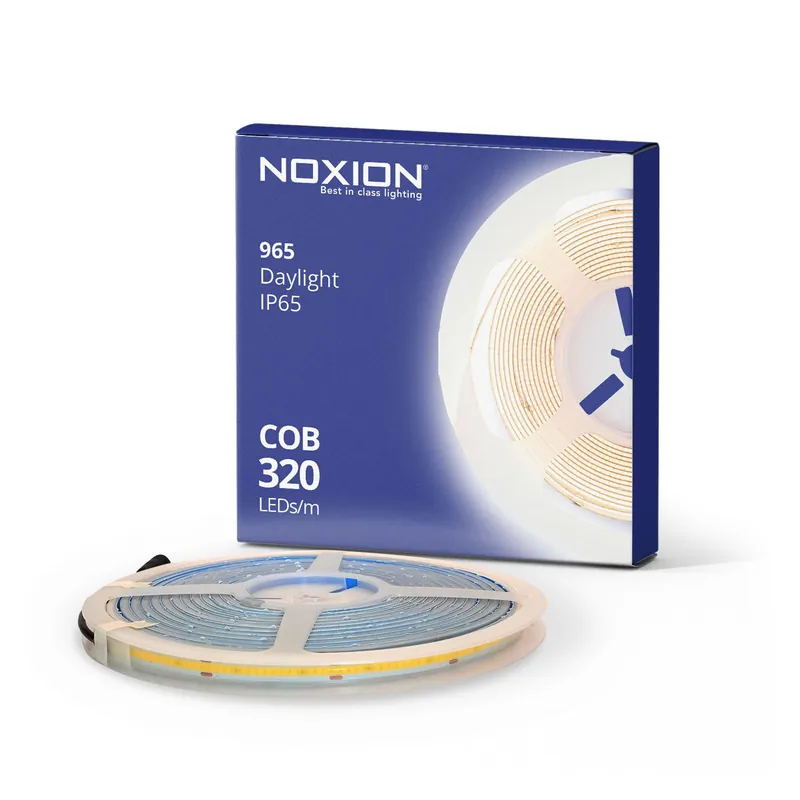 Garantierte Lieferung Noxion LED-Streifen Naga 5 Meter 24V - 320LEDs/m - COB - 8W/m - 965 Tageslichtweiß | 8mm - IP65 - Höchste Farbwiedergabe