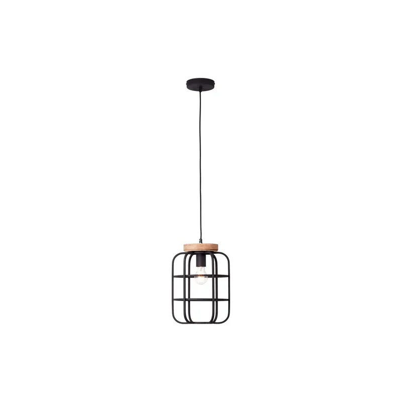 Brilliant Gwen Pendelleuchte Metall Holz Schwarz | 250mm - Geeignet für 1x E27 Finale Aktion