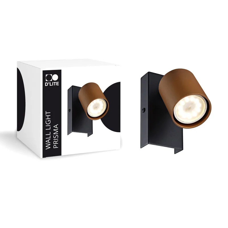 Preiswert D'Lite Wandleuchte Prisma Metall Bernstein | IP20 - Geeignet für 1x GU10