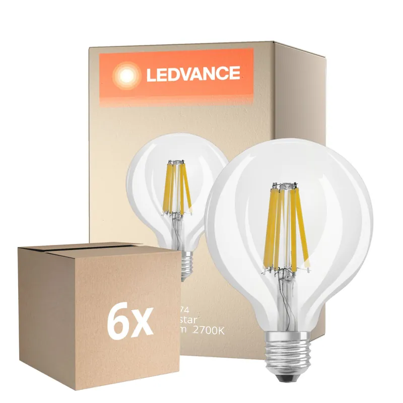 Billig Mehrfachpackung 6x Osram LED Superstar E27 Globe G95 Fadenlampe Klar 11W 1521lm - 927 Extra Warmweiß | Höchste Farbwiedergabe - Ersatz Für 100W