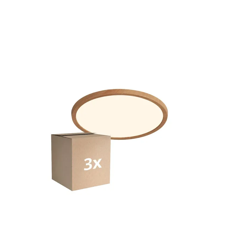 Highlight Mehrfachpackung 3x Nordlux LED Deckenleuchte Oja 29 Holz 18W 1600lm - 827 Extra Warmweiß | 3-Stufen Dimmbar