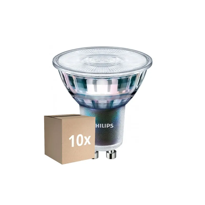Mehrfachpackung 10x Philips MASTER LED Spot ExpertColor GU10 PAR16 5.5W 400lm 25D - 940 Kaltweiß | Höchste Farbwiedergabe - Dimmbar - Ersatz für 50W Solange Der Vorrat Reicht