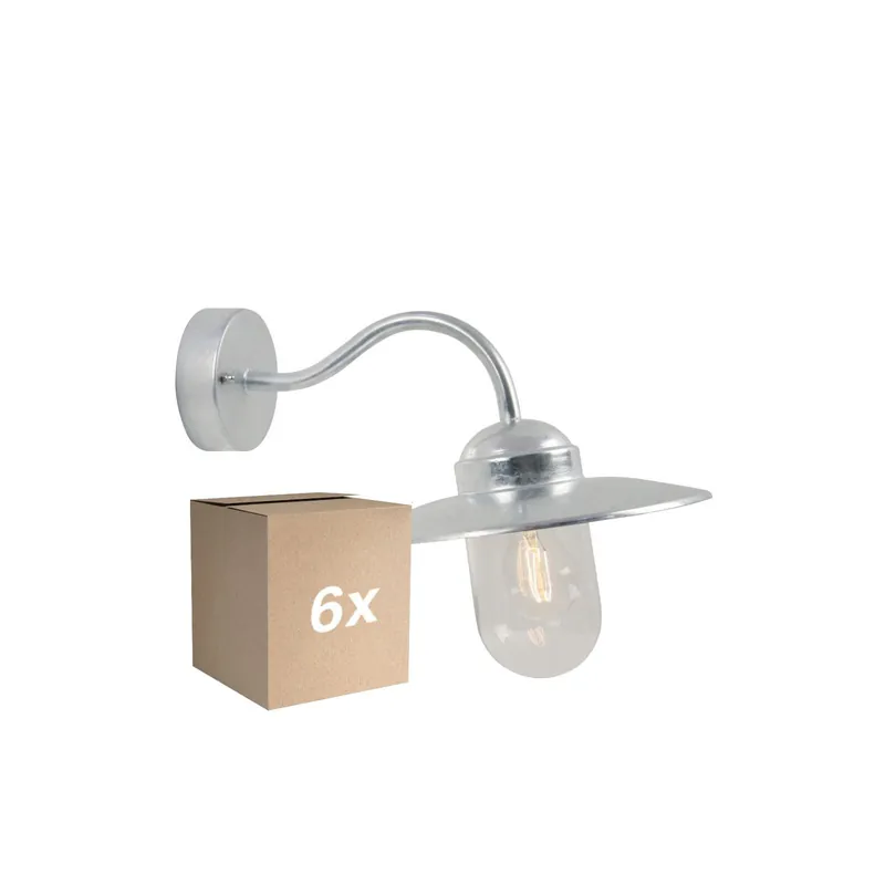 Mehrfachpackung 6x Nordlux Luxembourg Wandleuchte Stahl und Glas Grau - Küstenbereich | IP54 - Geeignet für E27 Finale Aktion