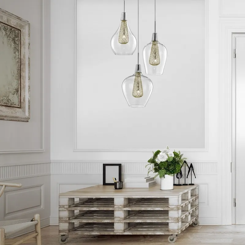 Geprüft Nova Luce 1500202803 FILO G9 Pendelleuchte 3-flammig Gold Transparent Chrom