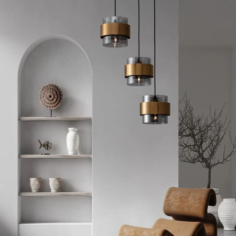 Neue Ware Nova Luce 9236372 SIANNA Pendelleuchte rund 3-flammig Gold Rauchglas Schwarz E27