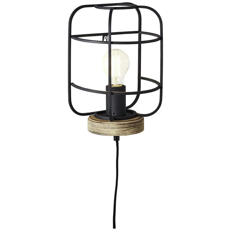 Brilliant Leuchten No. 99235-66 Wandleuchte Gwen 1-flammig E27 antik holz schwarz korund Wochenendangebot