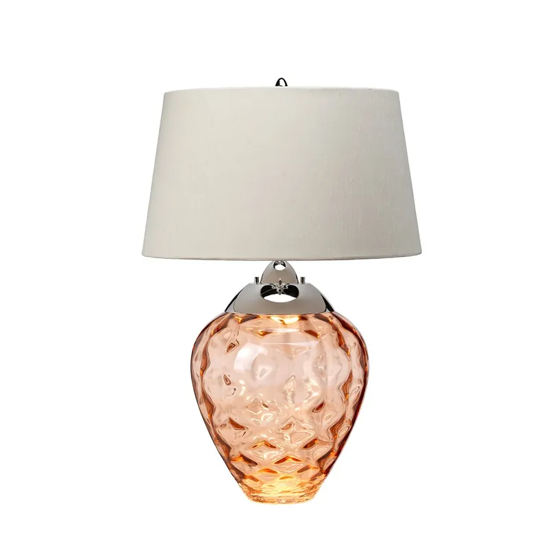 Aktuell Elstead Samara Tischlampe klein Lachsfarben Schirm taupe 72cm