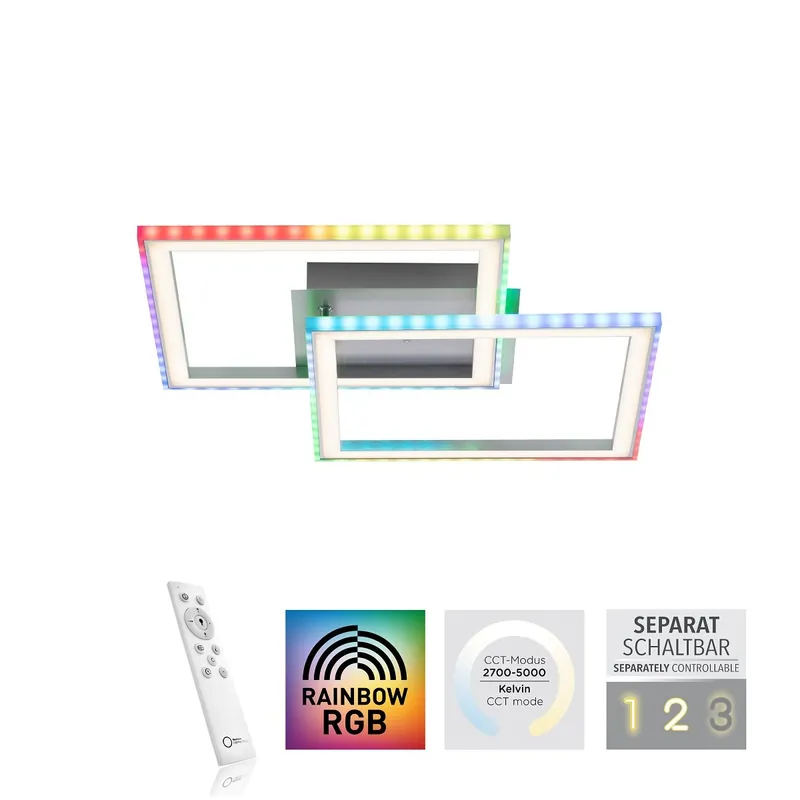Leuchten Direkt 14634-55 FELIX60 LED Deckenleuchte RGBW 445x445mm silberfarben Rabatt