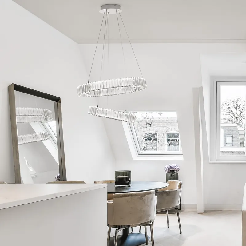 Saisonangebot Nova Luce 9333068 AURELIA LED Pendelleuchte 2 Ringe 3500K Chrom Kristall