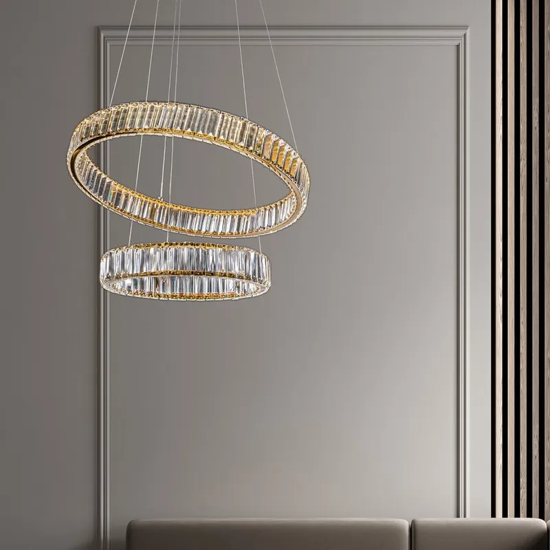 Nova Luce 9333077 AURELIA LED Pendelleuchte 2 Ringe gerade 3500K Gold Kristall Neuheit