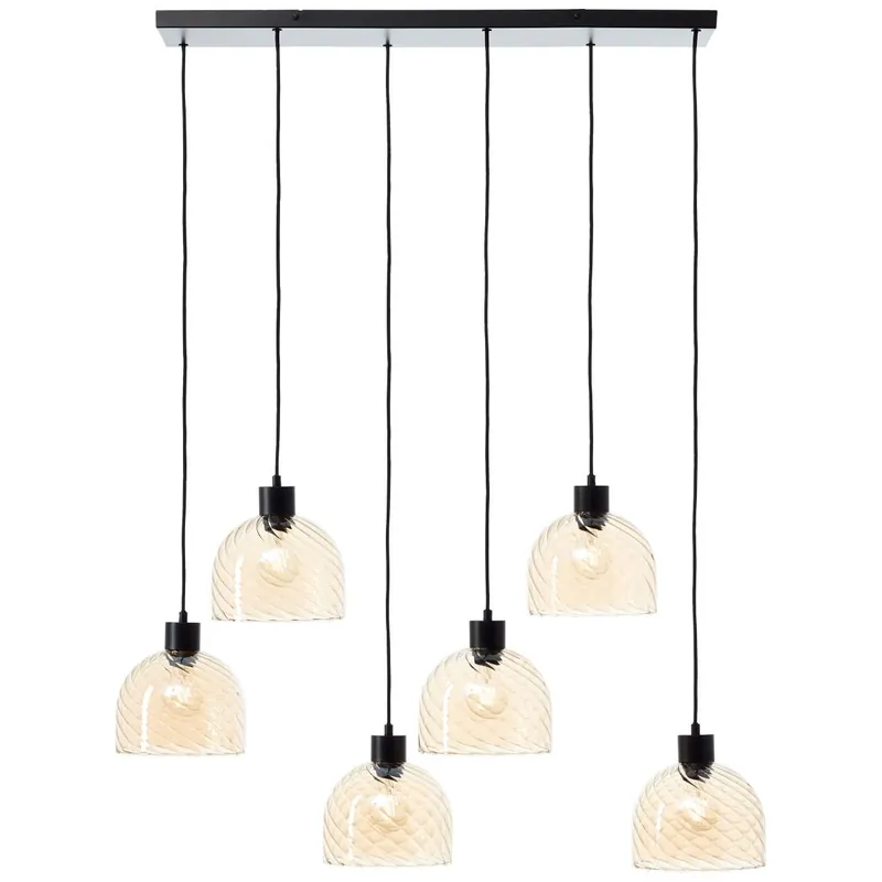 Kracherpreis Brilliant AG Leuchten 60110-20 Casto Pendelleuchte 6-flammig schwarz bernstein