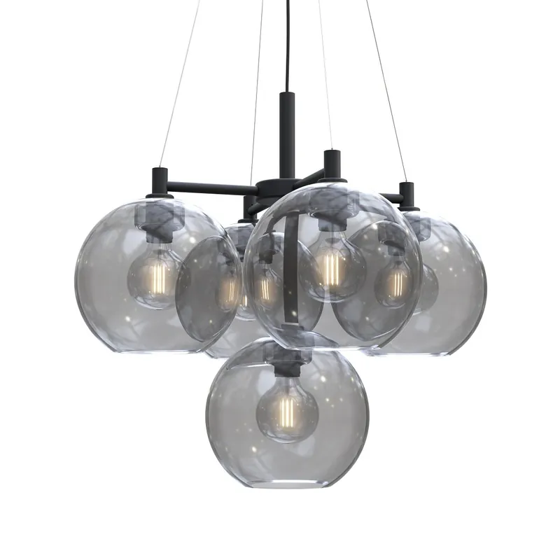 BELID Leuchten 12998673 Kronleuchter Gloria 5-flammig Schwarz Rauchglas Highlight