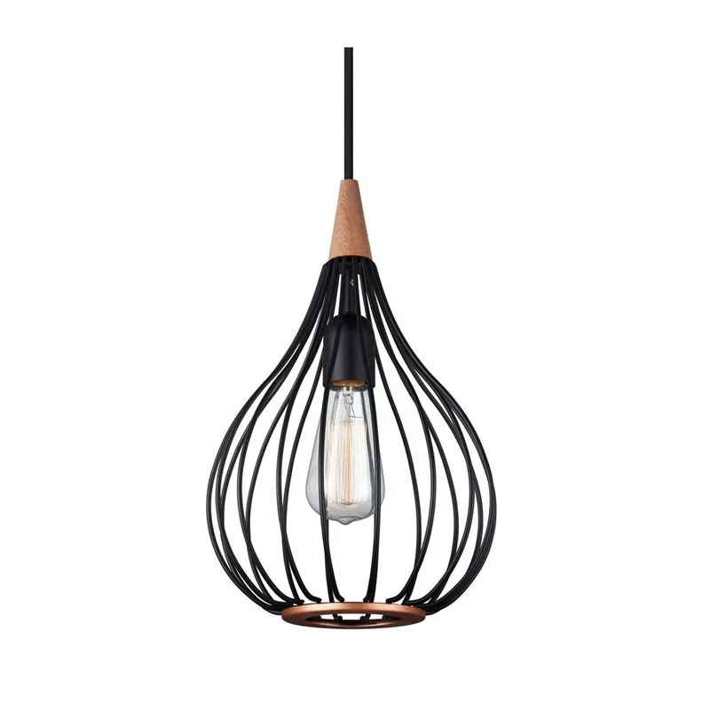 Halo Design No. 990907 LED Pendelleuchte DROPS, schwarz matt-Holz Ø 23 Beliebt