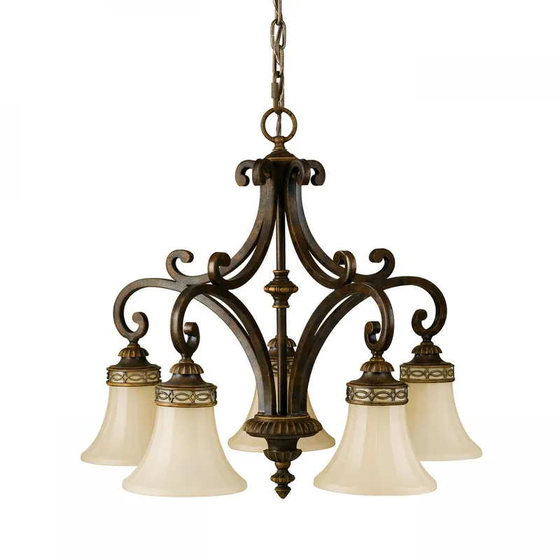 Wochenendangebot Elstead Lighting Drawing Room Kronleuchter 5-Light Wallnuss Braun E27