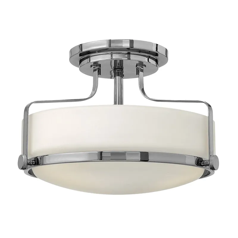 Meistverkauft Elstead Lighting Harper Deckenleuchte Semi-Flush Small Chrom poliert Opalglas E27