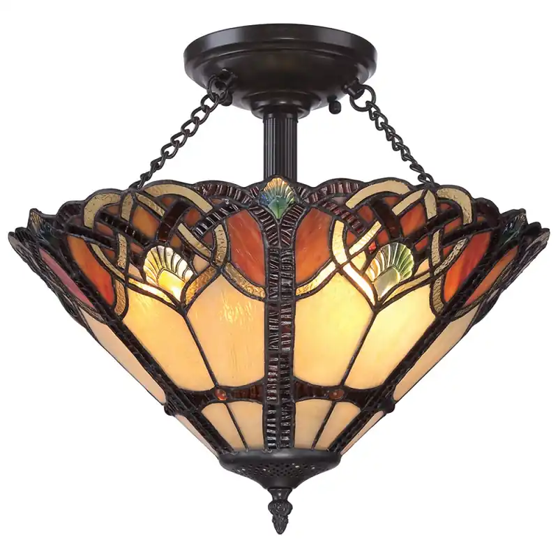 Elstead Lighting Cambridge Deckenleuchte Semi-Flush 2-Light Tiffany-Stil Bronze E27 Wochenendangebot
