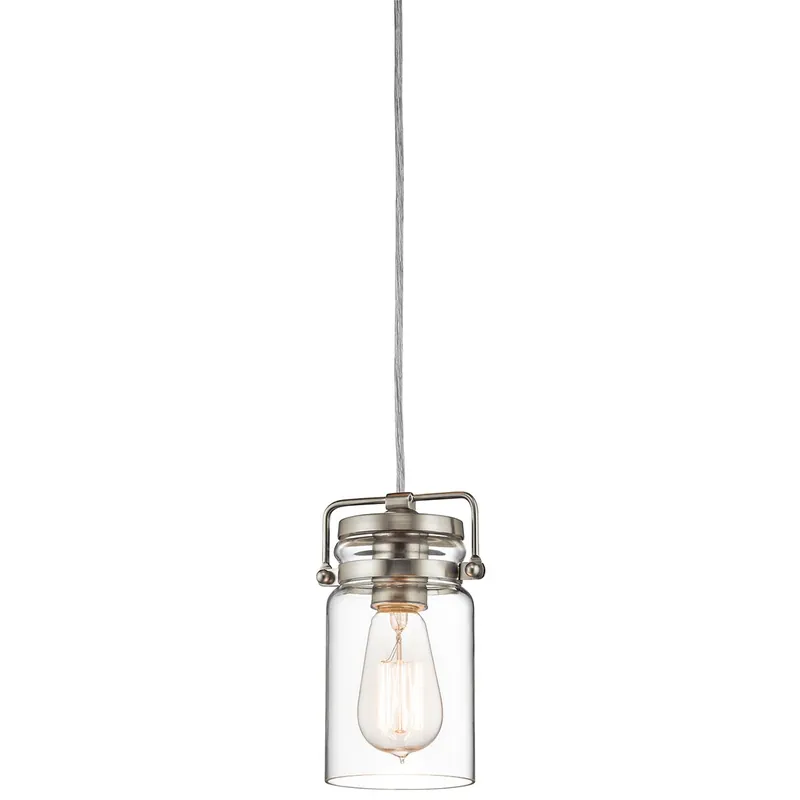 Bestpreis Elstead Lighting Brinley 1-Light Pendelleuchte Mini 1-flammig E27 Nickel gebürstet