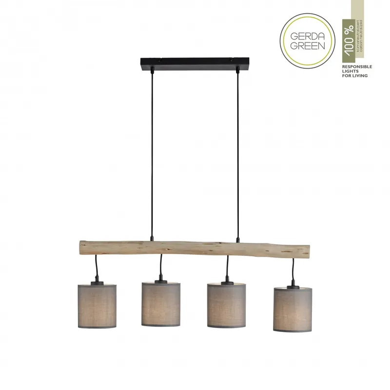 Neu JUST LIGHT 15783-29 GREEN TRIBU Pendelleuchte taupe Stoffschirm 4-flammig