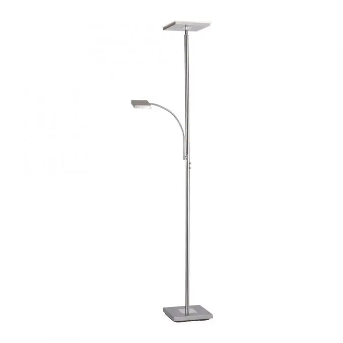 Abverkauf LED-Deckenfluter, stahlfarben, flexibler Lesearm, warmweiß, Touchschalter