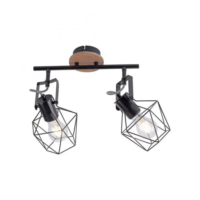 Letzte Chance Deckenleuchte, Holz, Metall, Vintage Stil, verstellbare Leuchtenspots