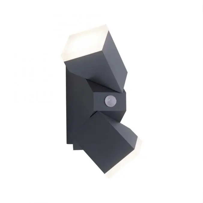 Highlight LED Wandleuchte, anthrazit, schlichtes Design, schwenkbar, Bewegungsmelder