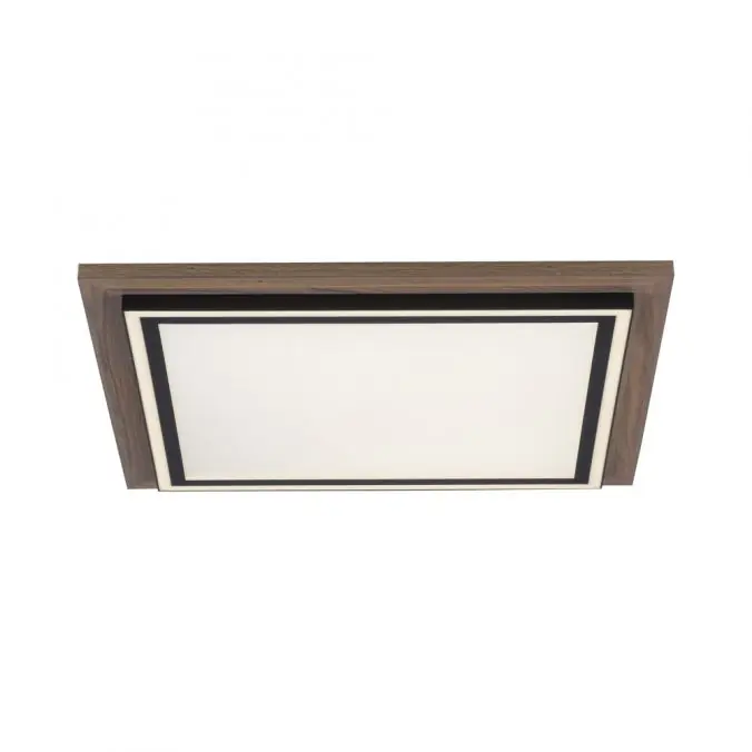 Markenware LED-Deckenleuchte, Holzoptik, dimmbar, Fernbedienung, CCT