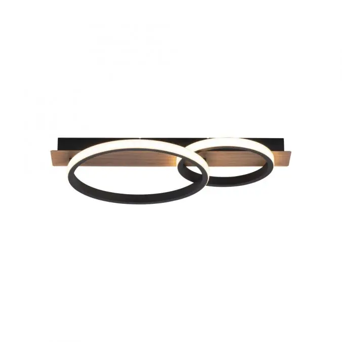 Nur Für Kurze Zeit LED Deckenleuchte modern mit Holzdekor, 53 x 30 cm,