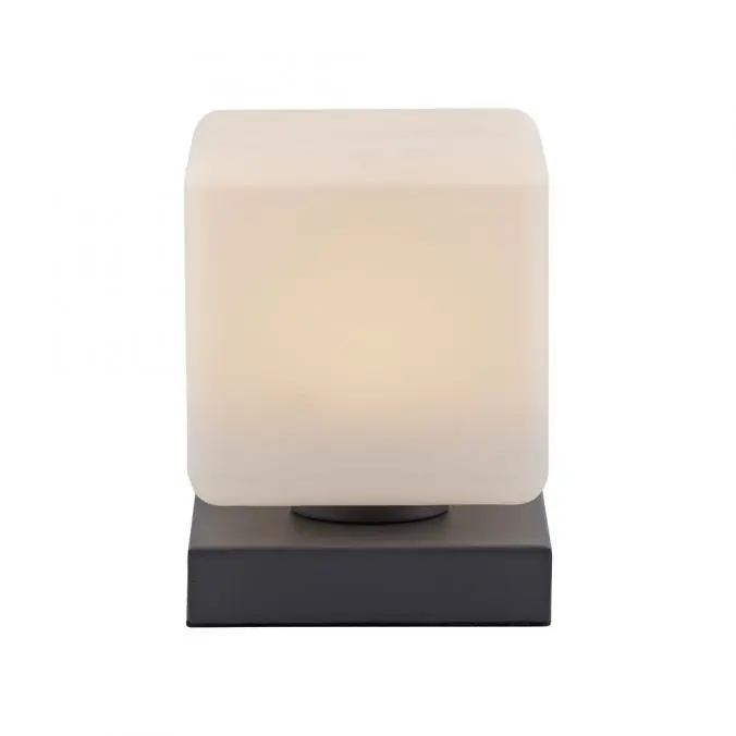LED Tischleuchte anthrazit farbig Würfelform Touchdimmer zeitloses Design Expressversand