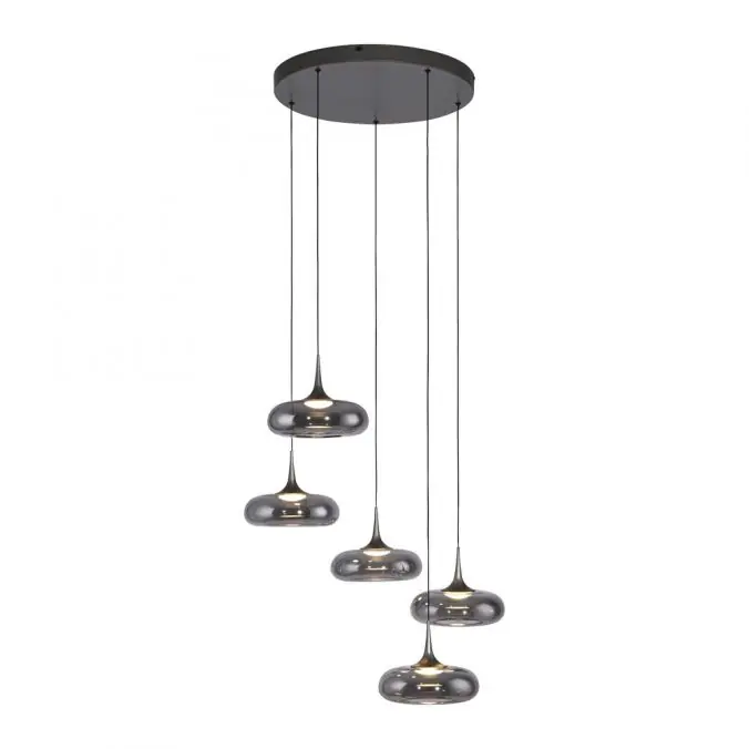 Sofort Bestellen Schöner Wohnen-Kollektion LED Pendelleuchte POSH, grau, 5-flammig, dimmbar